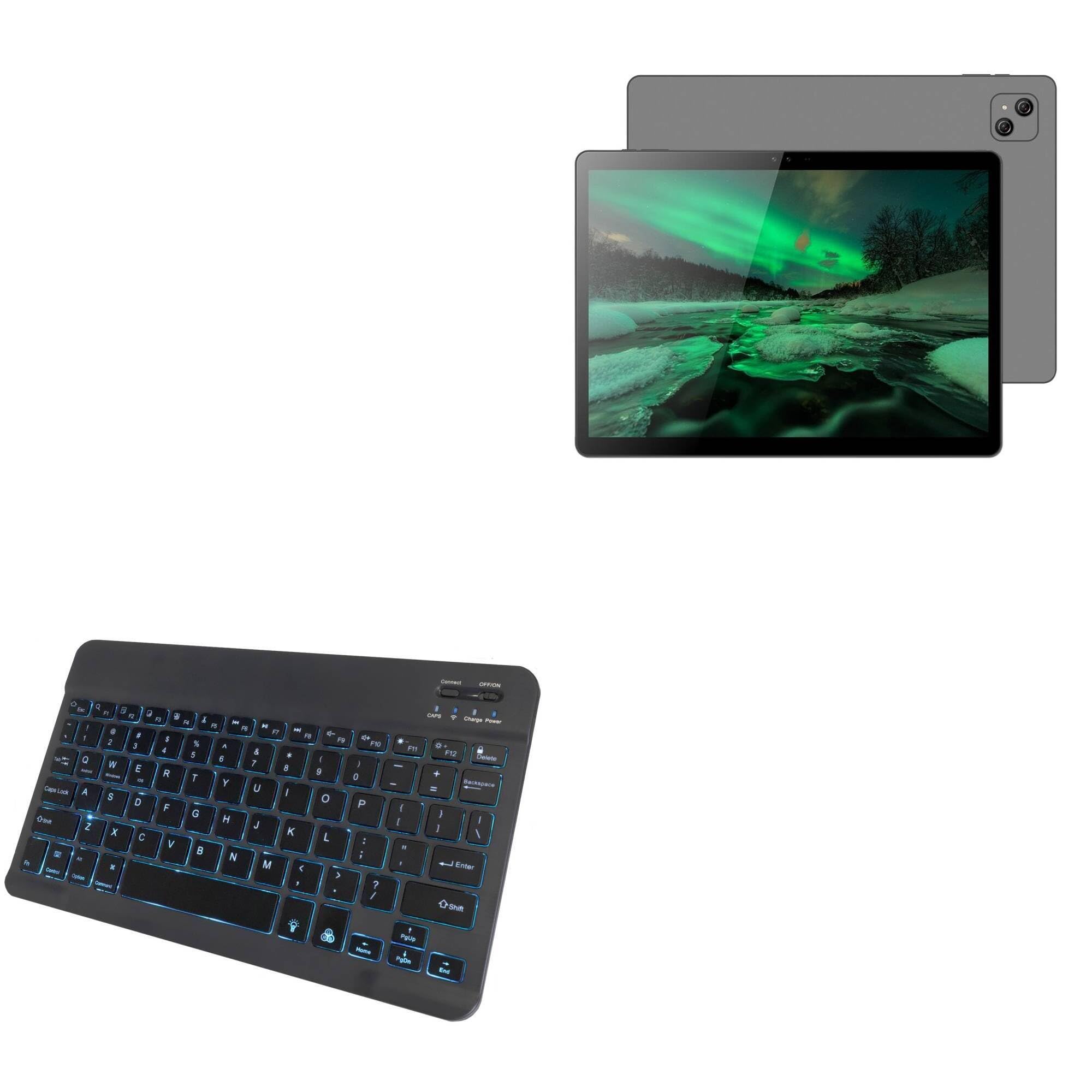 BoxWave Keyboard Compatible with Veidoo Tablet (13 in) - SlimKeys Bluetooth Keyboard - with Backlight, Portable Slim LED 7 Colors - Jet Black