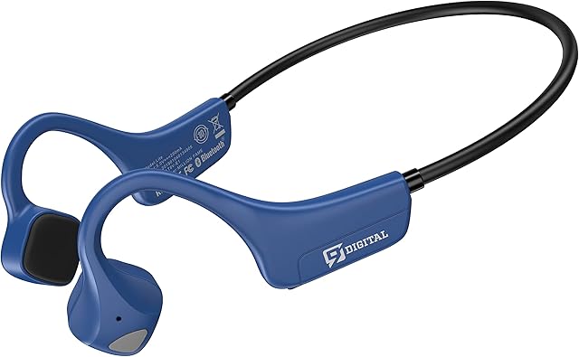 Bone Conduction Headphones Bluetooth, Wireless Running Headphone, Open Ear Earphone with Mic, Sweat Resistant Sport Headset for Running, Gym, Cycling, Walking, Workout, Hiking, Listening (Blue)
