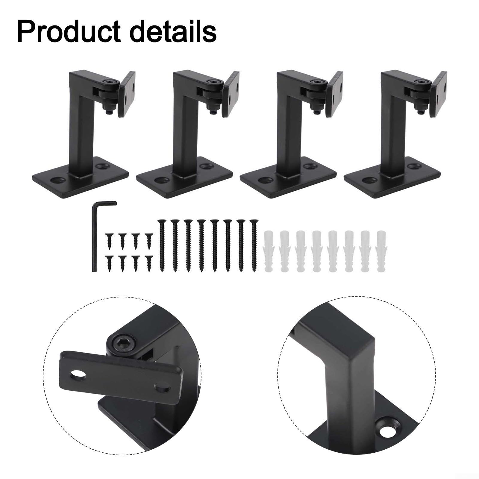 Staffa regolabile per corrimano, 4 pezzi, supporto per ringhiera in ferro battuto, kit di supporto per balaustra per scale fai da te per tubi metallici o aste in legno