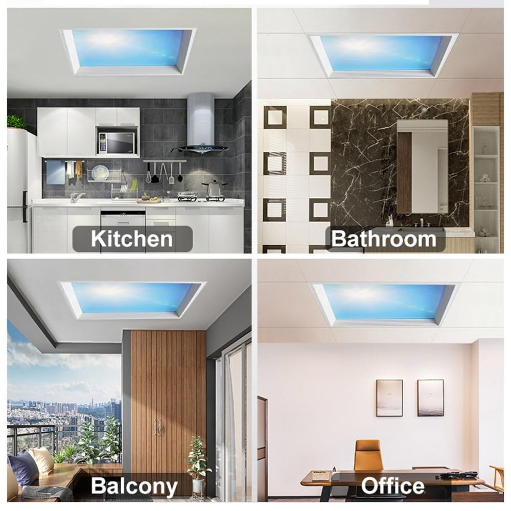 Lampa sufitowa Blue Skylight z możliwością przyciemniania, rytm biologiczny symuluje napromieniowanie światłem słonecznym, 3000–6000 K, lampa montowana blisko sufitu do piwnicy, salonu i przedpokoju