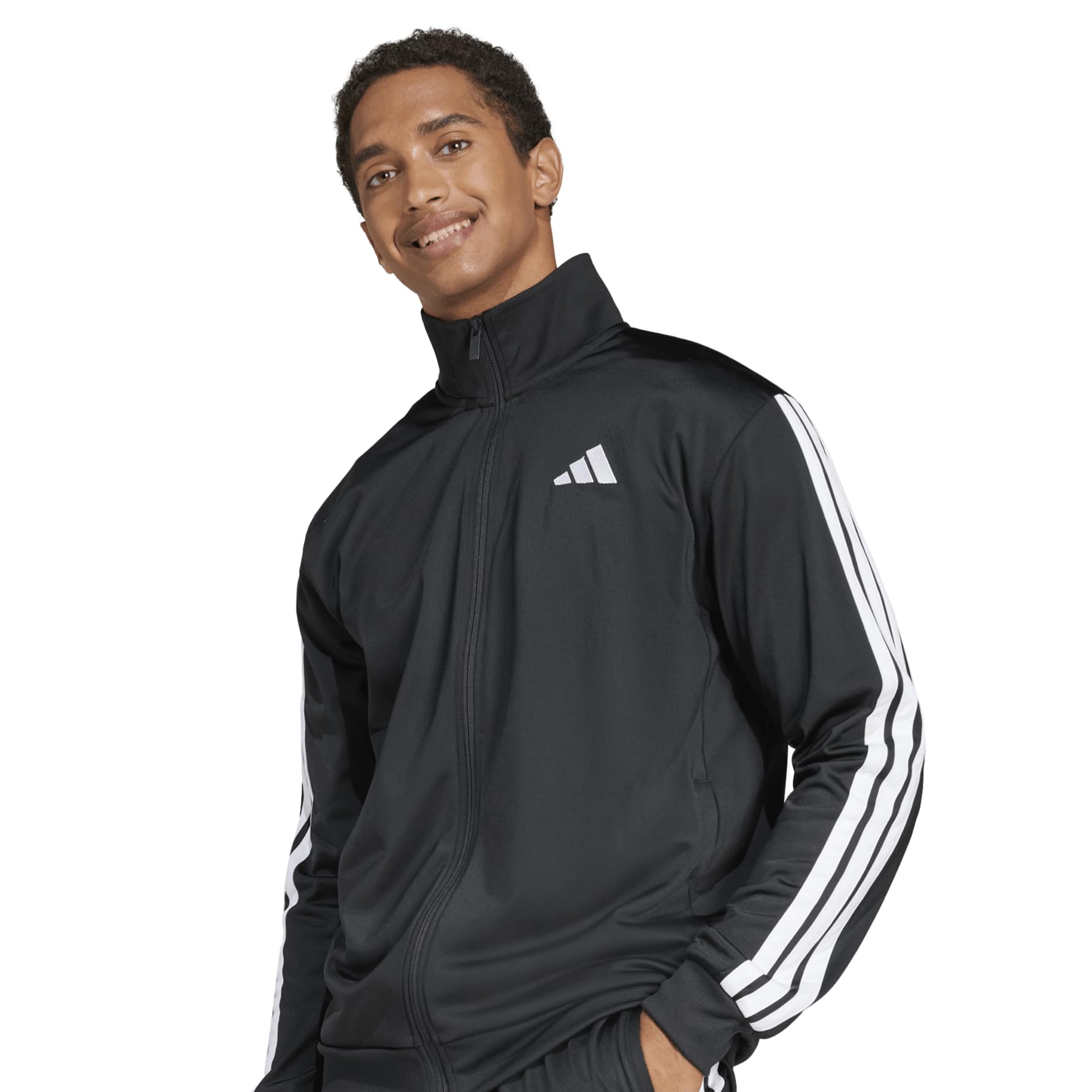 adidas Men's 3 Stripes Tricot Regular Track Top Sweatshirt, black, 3XL Tall