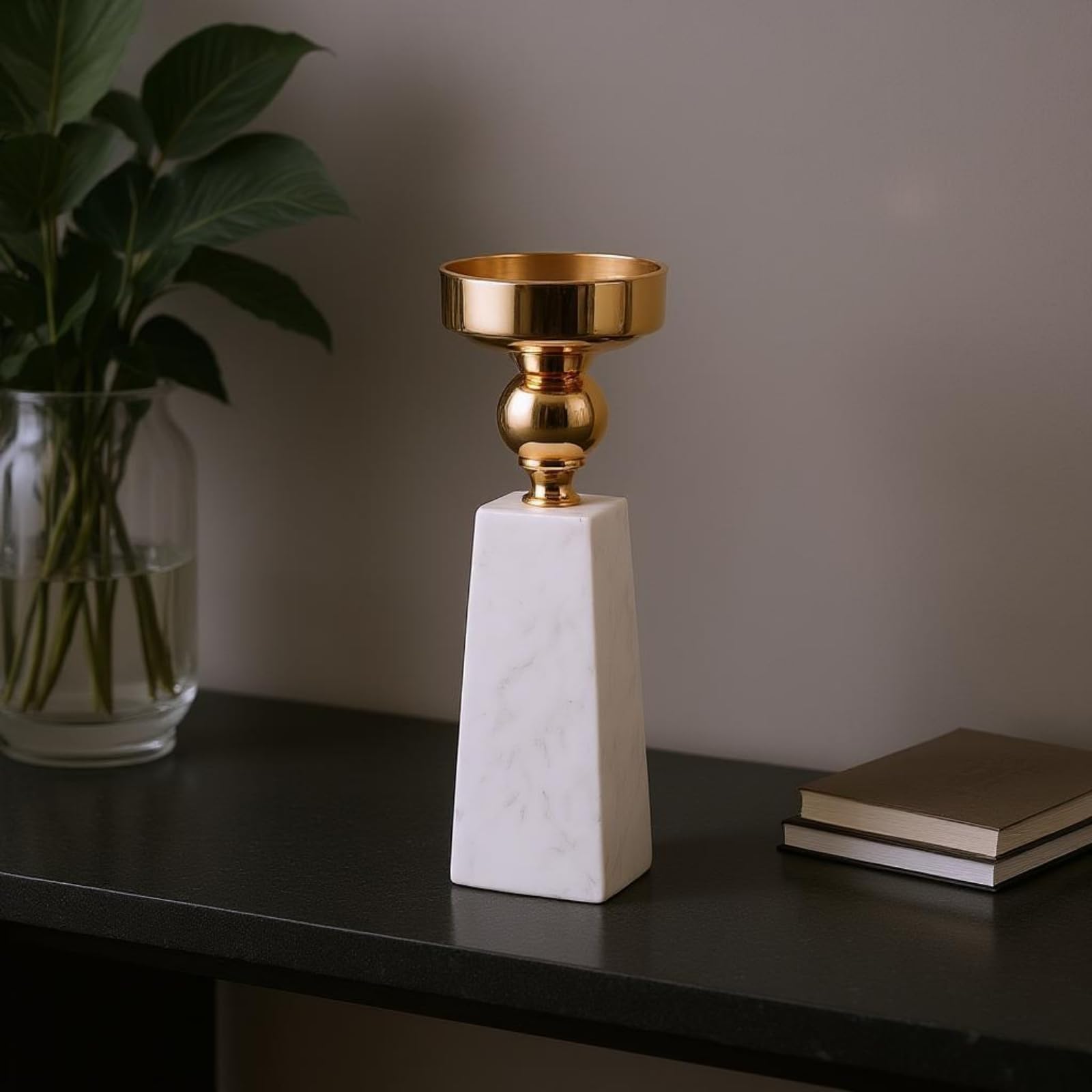 Marmor-Kerzenhalter Romantisch Moderne Tischkerzenhalter Leicht zu Reinigen Wohndeko für Hotel, Esszimmer, Wohnzimmer, 100 100 270mm