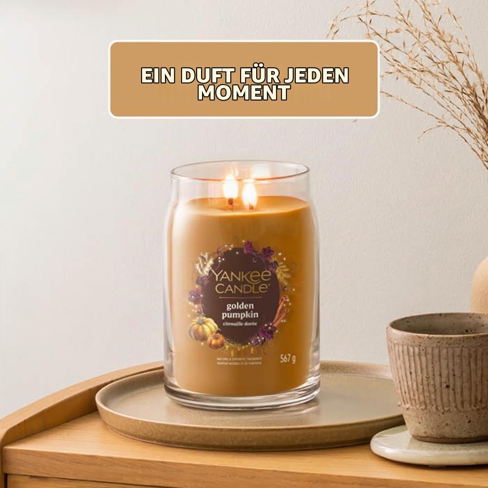 Yankee Candle Duftkerze im Glas (groß) GOLDEN PUMPKIN - Signature Kerze "Herbstkollektion 2025" mit Brenndauer bis zu 90 Stunden