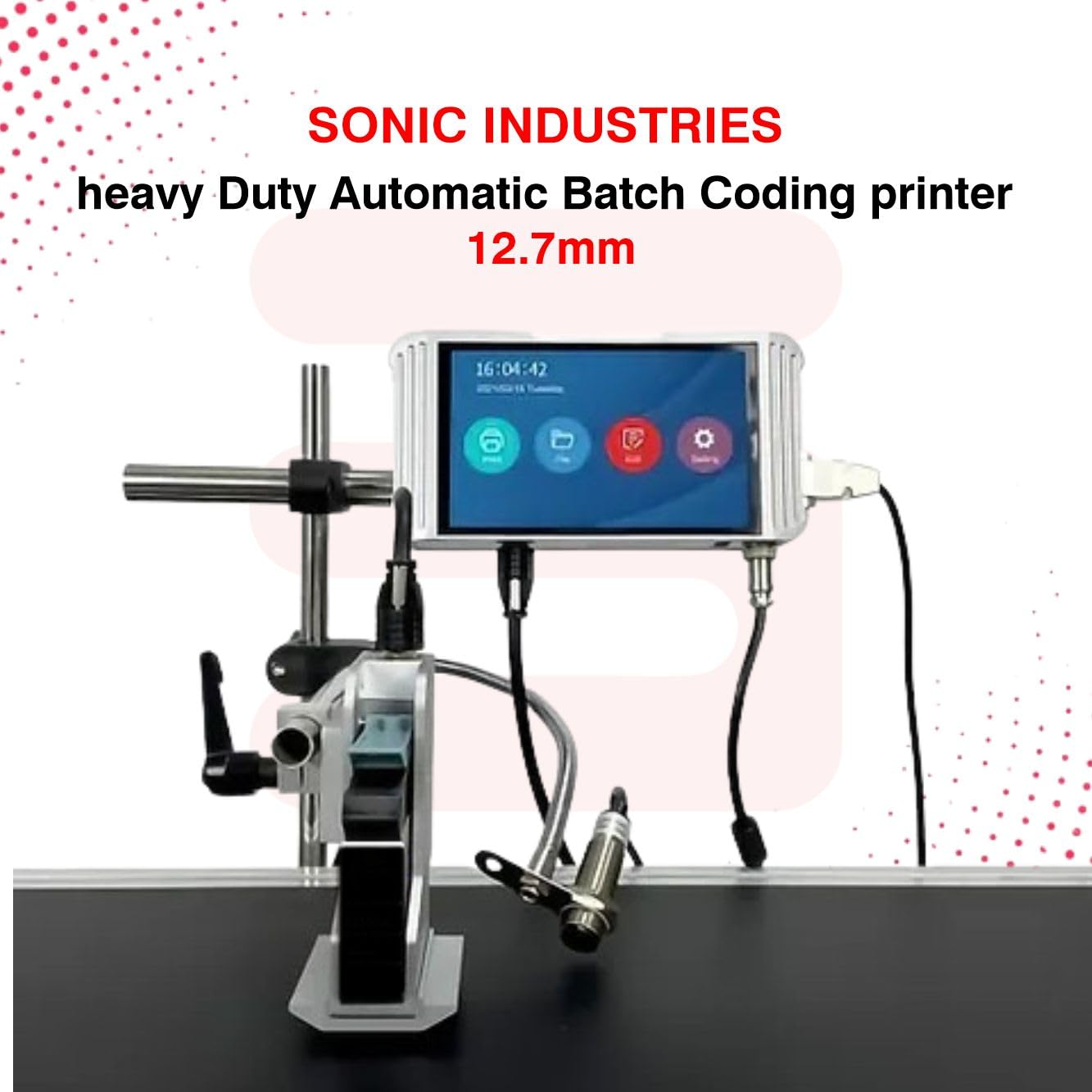 SONIC INDUSTRIES Online Thermal Inkjet Printer ? 7-Inch Touchscreen, High-Resolution Coding & Marking Machine for Expiry Dates, Barcodes, and Batch Printing