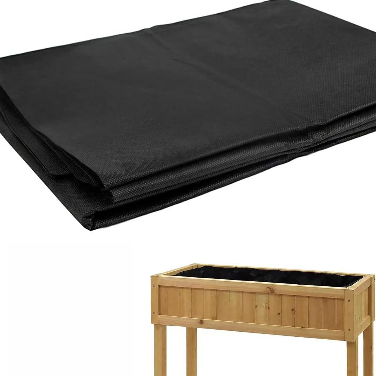 Lirynox 2Pcs Fabric Liner for Large Veg, 3x1.6m Non Woven Black Vegetable Trugs Heavy Duty Breathable Outdoor Raised Bed Planter Liner for Pots Trough Planters Outdoor und Indoor Plants