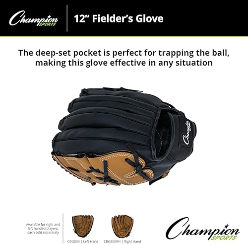 Miniatura 5 de Champion Sports Guante físico Ed. de 11 pulgadas, parte delantera de cuero suave y parte trasera de malla de nailon para un agarre cómodo, correa