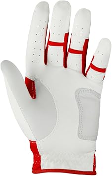 Intech Junior One Size Red/White Cabretta Leather Golf Glove, Left Hand (for Right Handed Golfer)