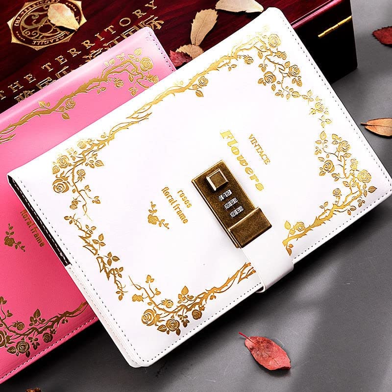 Cuaderno con candado de 200 páginas rosa para notas secretas 6