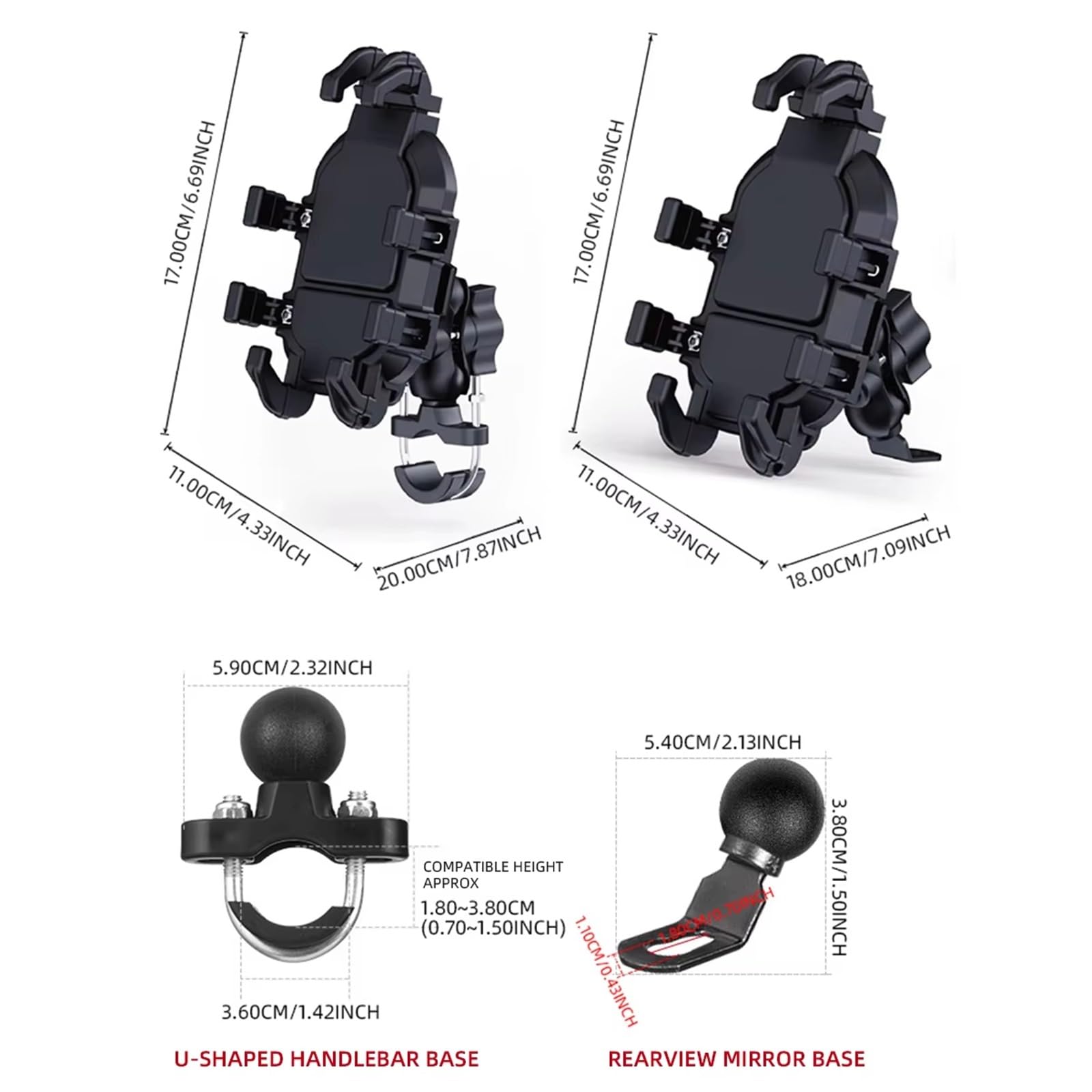 Moto GPS Support Navigation Support De Téléphone pour Guidon De Moto Vélo Électrique Rétroviseur Navigation GPS Navigation Support(Mirror Seat Mounting)