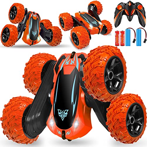 GaHoo Remote Control Car,2.4GHz Electric Race RC Stunt Car, Double Sided 360Â°Flips Rotating Vehicles with LED Headlights,4WD High Speed Off Road Truck Kids Toys for 3 4 5 6 -12 Year Old Boy Girl Teens