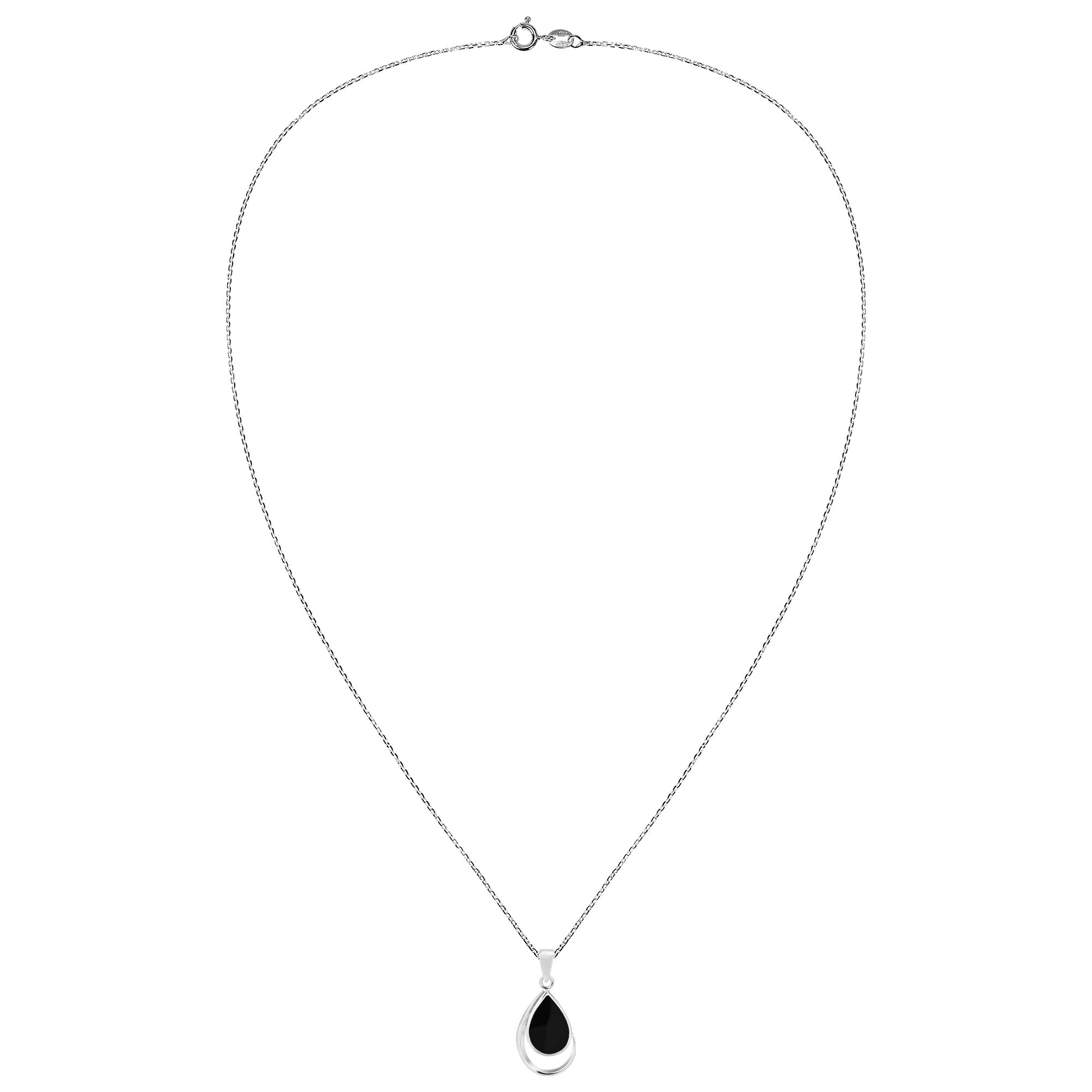 AeraVida Collana classica con ciondolo a goccia in argento Sterling 925 con onice nera simulata | collana minimalista da donna | regalo di anniversario da indossare tutti i giorni
