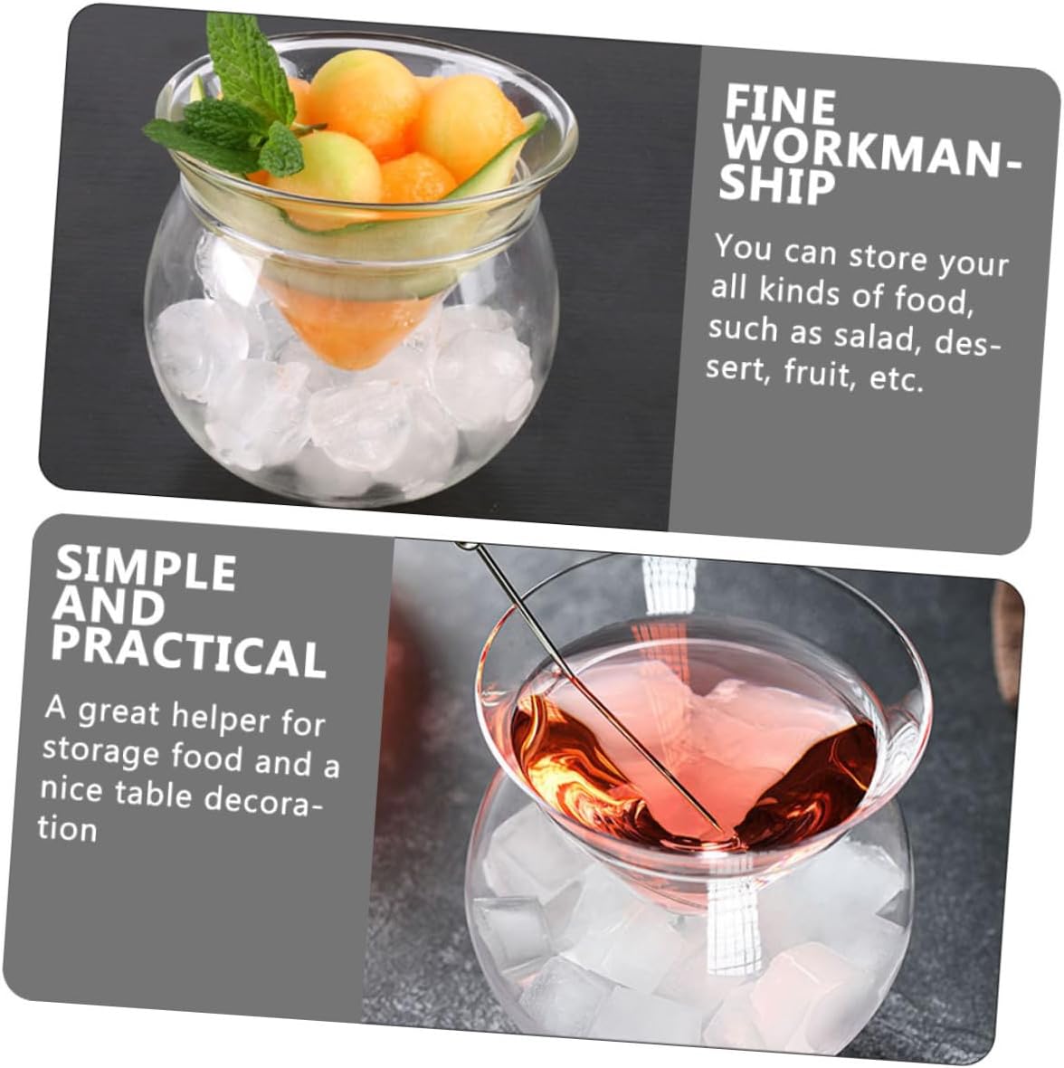 IMIKEYA 3sets Glass Bowl Serving Trays Snack Bowls Party Platters Salad Container Cocktail