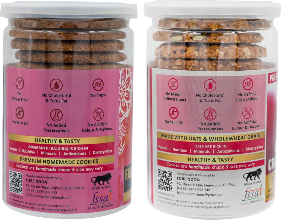 Fore Noon Oats Mix seed Cranberry & Vrat special Falahari Cookies (356 g, Pack of 2) 1