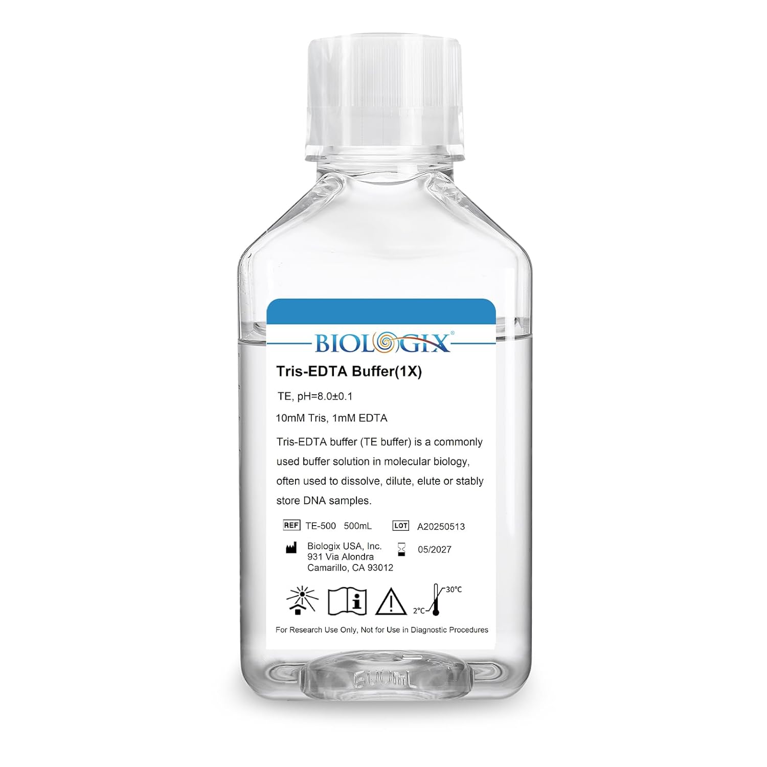 TE Buffer, Tris-EDTA Buffer (1×) pH 8.0, 500mL/Bottle, 10Bottles/Box