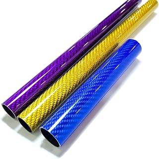 Tubo De Fibra De Carbono 3K De 2 Piezas De Color, Longitud 500mm, 30x28mm/30x27mm Tubo Redondo De Fibra De Carbono De Color Superficie Brillante Alta Dureza, Fibra De Carbono Azul Oro Verde Rojo Plata