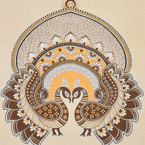Image of Rajasthani Jaipuri Sanganeri Printed 144 TC 100% Cotton Bed Sheet Set for Double Bed,Double Peacock Pattern, Double Bedsheet Cotton with 2 Pillow Covers