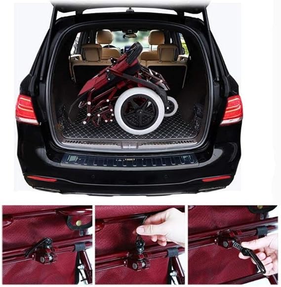 Multi-Function Shopping Trolleys Kitchen Storage Utility-Carts Foldable Easy to Carry The Wheel with Seat Shopping Cart Overhead Frame Elderly Walking Assist Carts 42X90X90Cm
