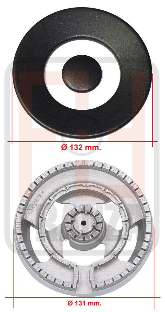 Bosch - Bruciatore Spartifiamma Tripla corona originale Defendi - Ego completo di copertura smaltata nera opaca per cucina piano cottura - DFE102/OP