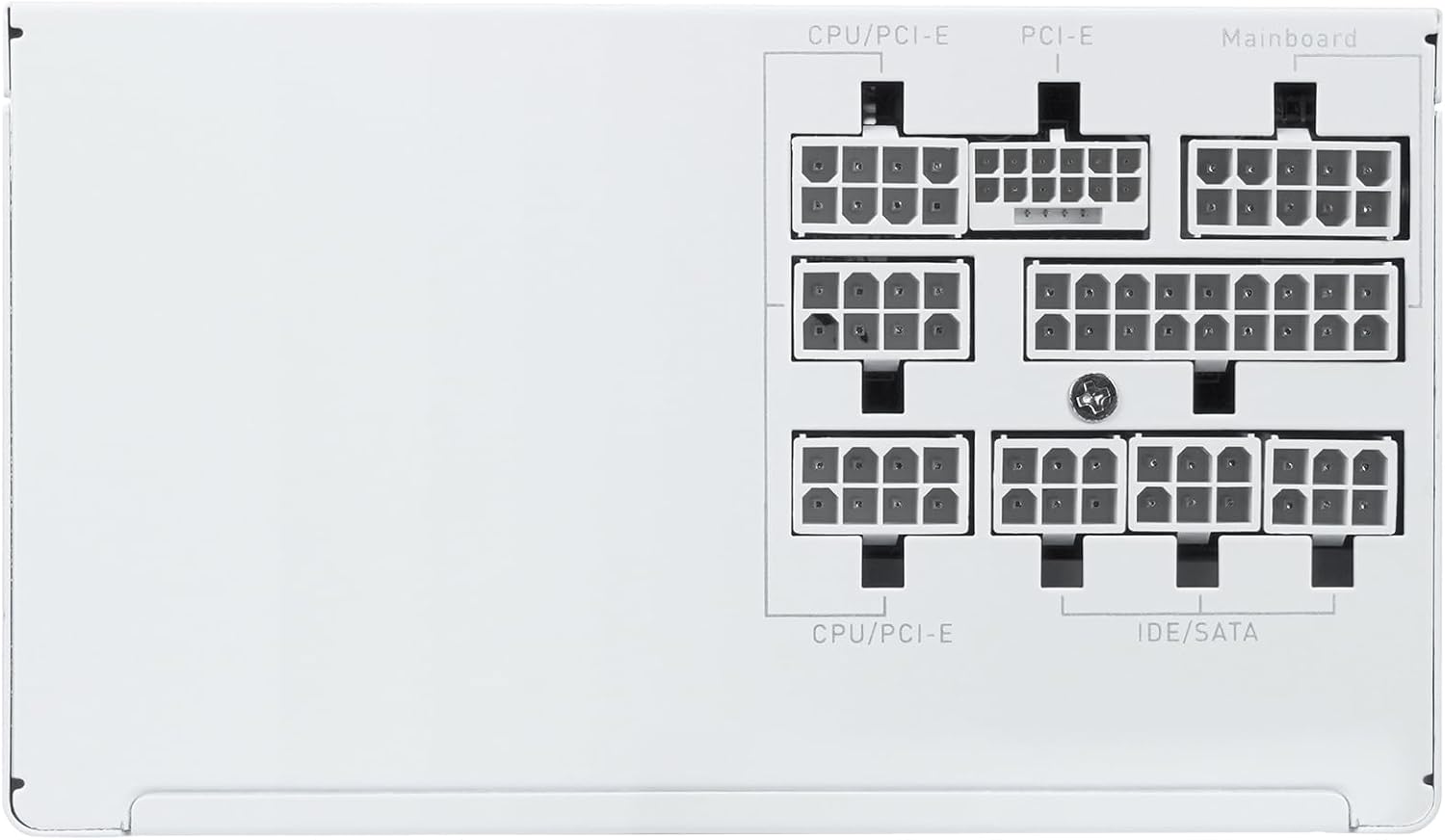 מְפוֹרָט view of the modular cable connection ports on the SAMA GT850-White Power Supply