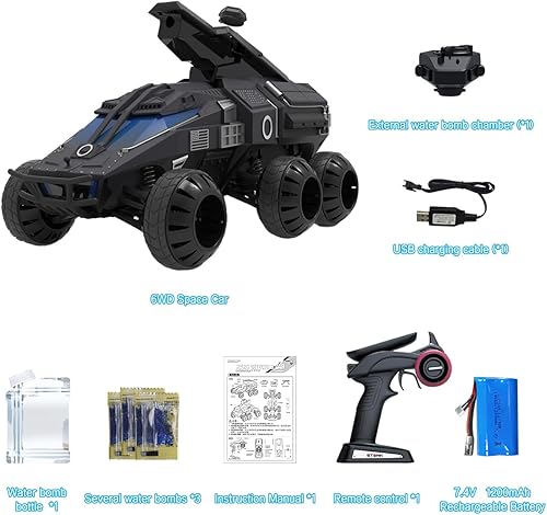 Miniatura 7 de Mostop Juguete de camión militar para automóvil a control remoto, 1500 disparos de agua 6WD Hobby RC para niños y adultos, escala 112, vehículo de