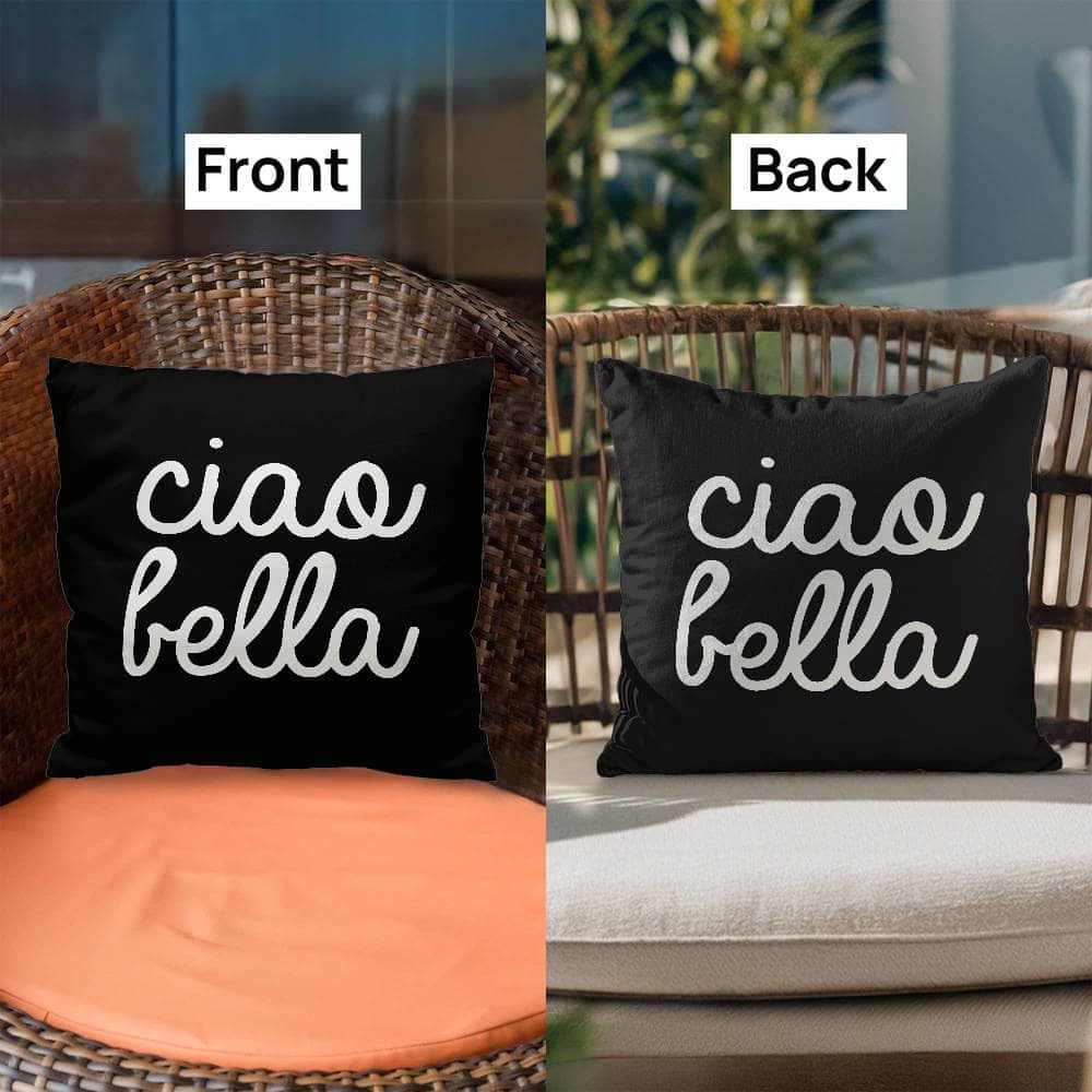 Italy Throw Pillow Cover with Insert – Ciao Bella Decorative Charming Italian-Themed Designs - Personalized Décor - Square Cushion is Ideal for Chair, Couch, Bed, Sofa, Living Room, Bedroom