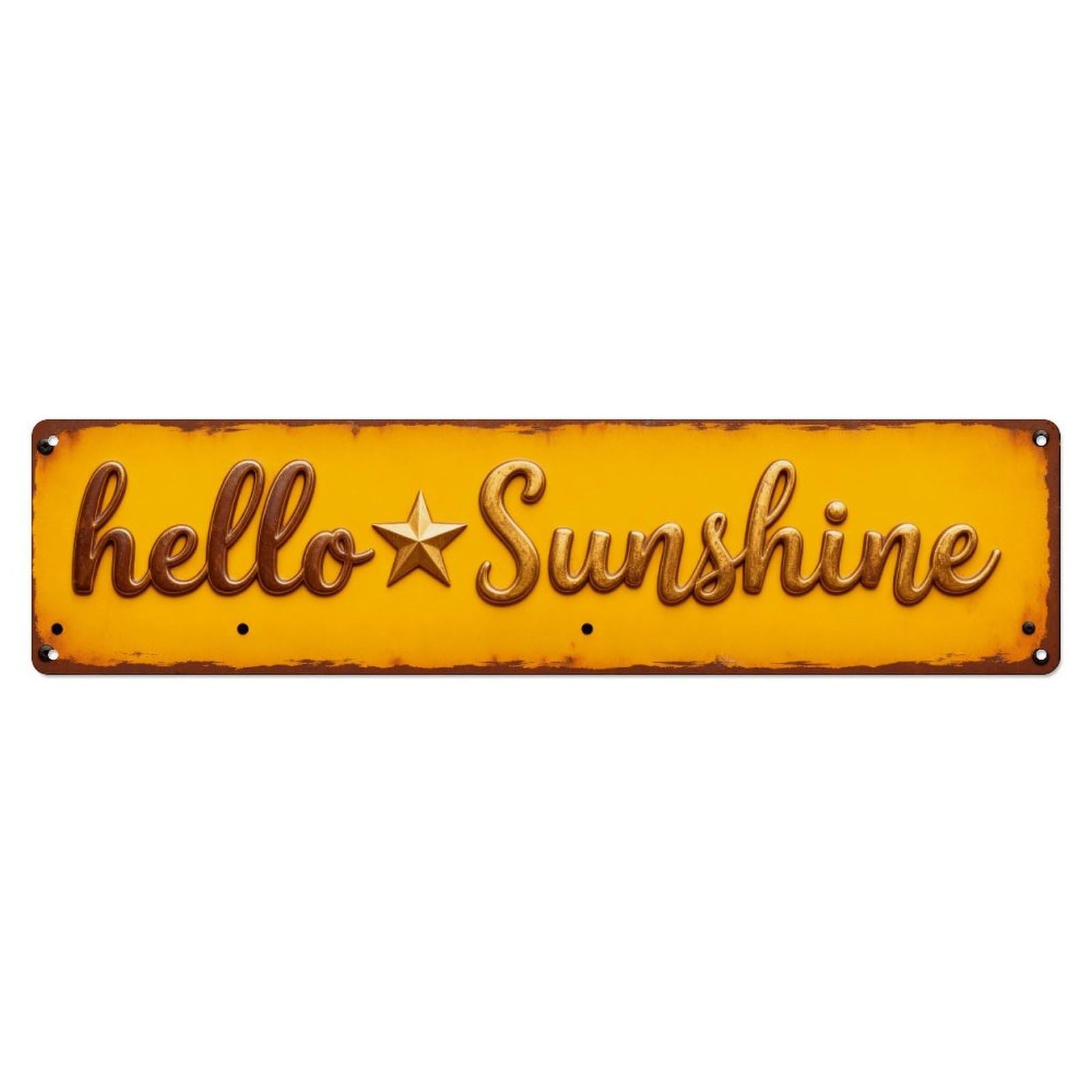Hello Sunshine Star Pattern Metal Tin Sign Plaque