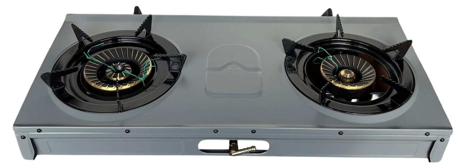 Réchaud à Gaz 2 Feux Portable 7700W - Double Brûleur Fonte Haute Puissance - Allumage Piézoélectrique Sans Piles - Acier Facile à Nettoyer - Idéal Camping, Caravane, Intérieur et Extérieur