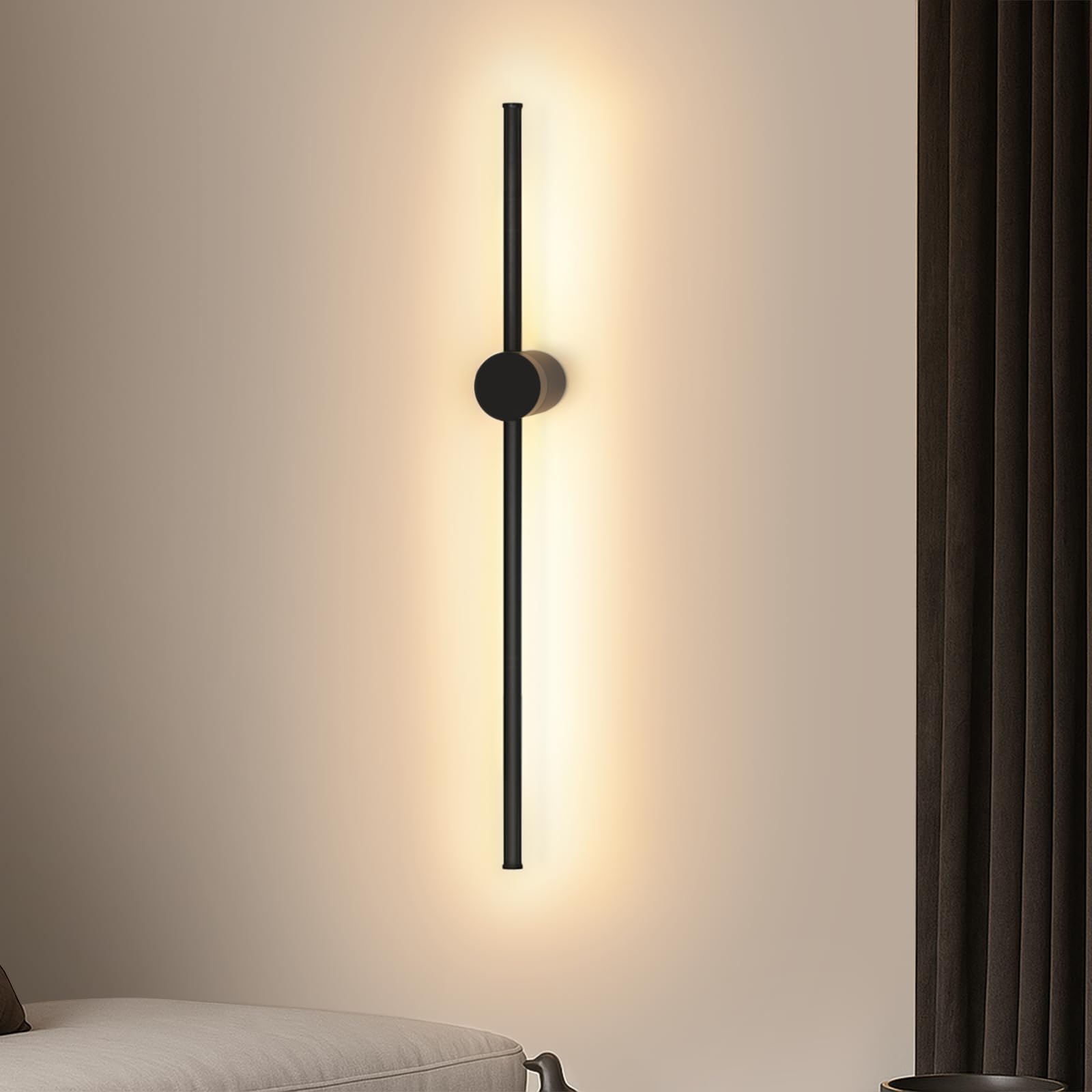 ZMH LED Wandlampe Innen Wandleuchte 60CM 3000K Warmweiß Schwarz Modern Up Down Indirekt