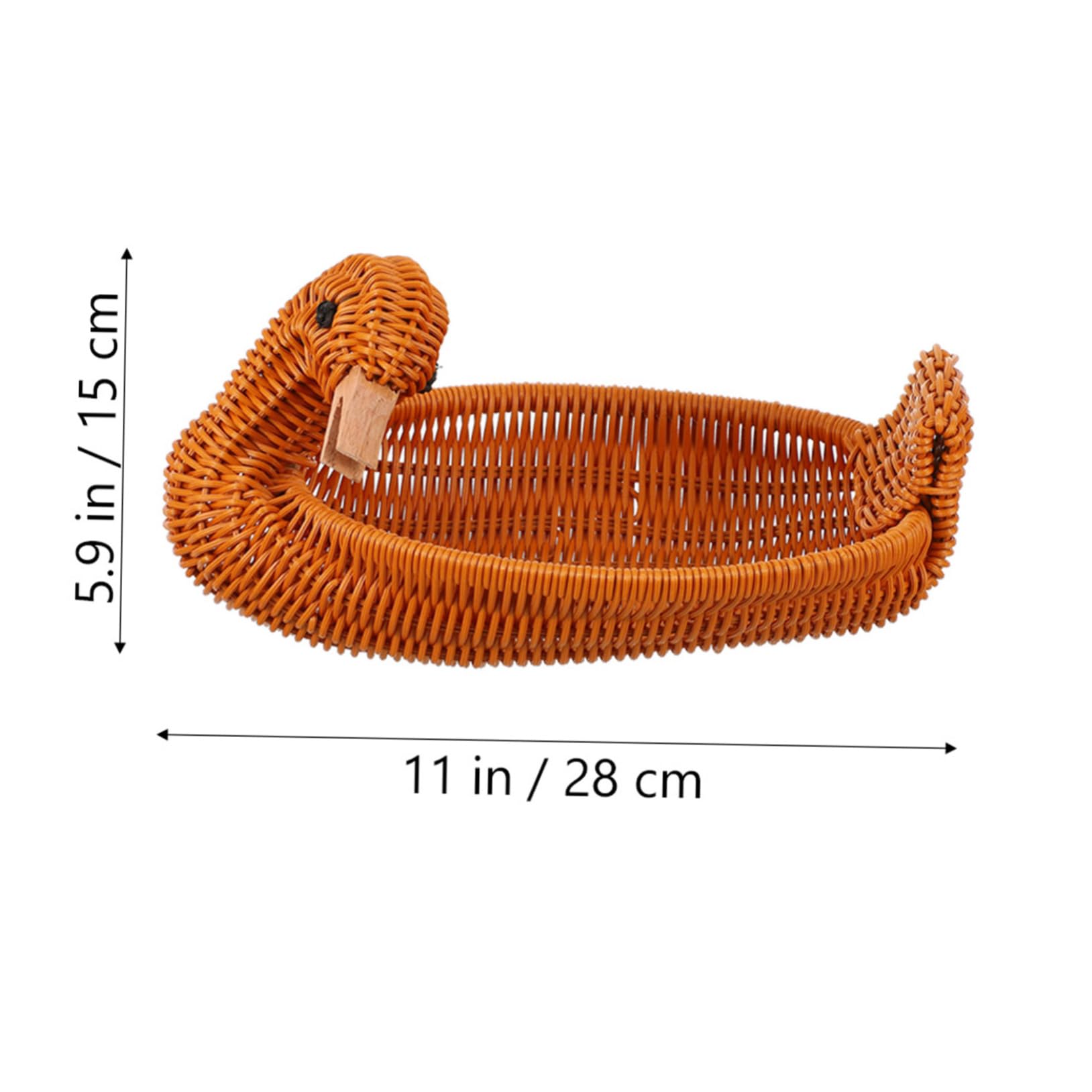 Cabilock Simulation Rattan Woven Duck Shaped Fruit Storage Basket Creative Snack Tray for Home Dining Smooth Polished Design Compact Multi Functional Organizer