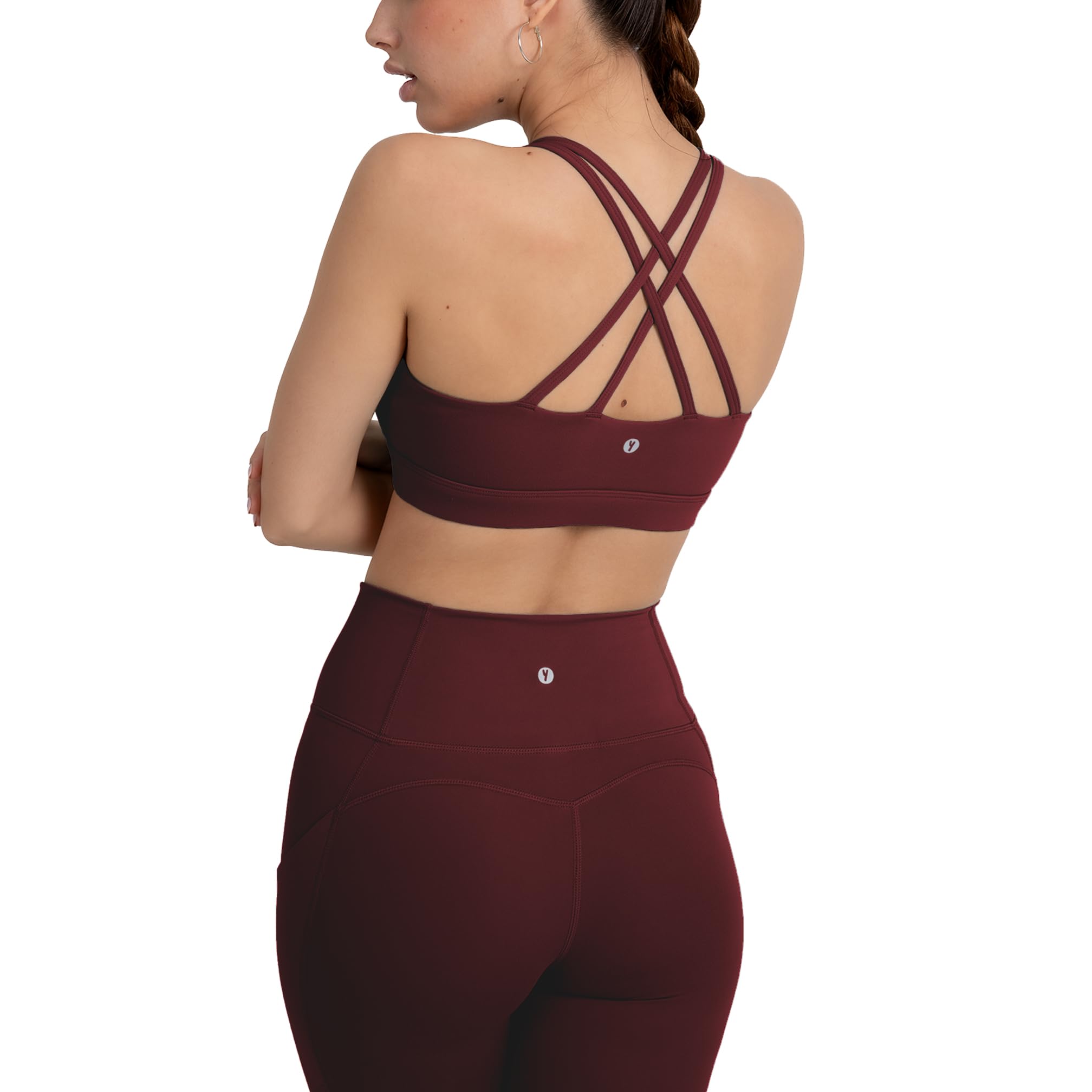 YITTY Active Womens Ultraluxe Strappy Medium Impact Bra Athleisure 4-Way-Stretch