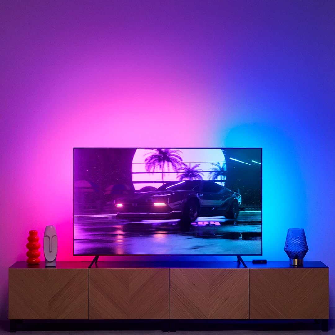 WiZ HDMI Sync Box con retroiluminación de TV - Sincroniza la luz con tus películas, juegos y música - HDMI 2.0 - Soporta 4K a 60Hz - Tira LED RGBIC para televisores de 55 a 65 pulgadas