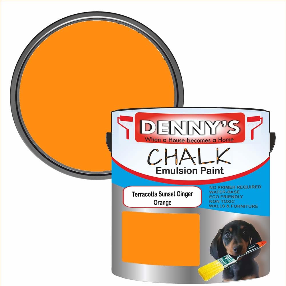 Premium Interior Wall & Furniture Chalk Paint – Terracotta Sunset Ginger Orange – Rich Matt Finish, Durable & Washable, Low Odour, Ideal for Living Rooms, Bedrooms & Hallways (250ML Tin)
