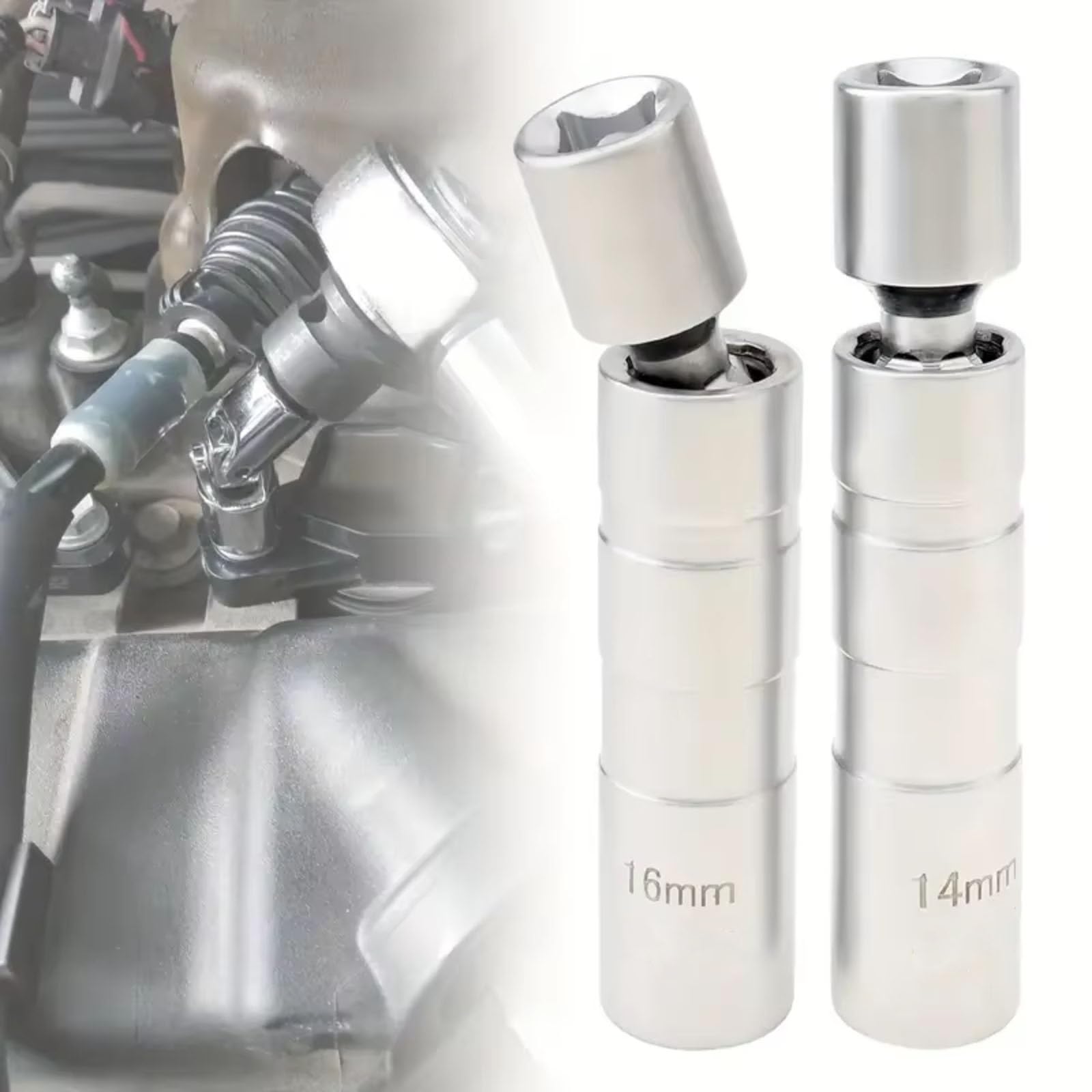 Llave bujía Encendido Llave De Tubo para Bujías De Coche Herramienta Extracción Reparación Magnética Enchufes De Pared Finos para Llave De Bujías(1set)