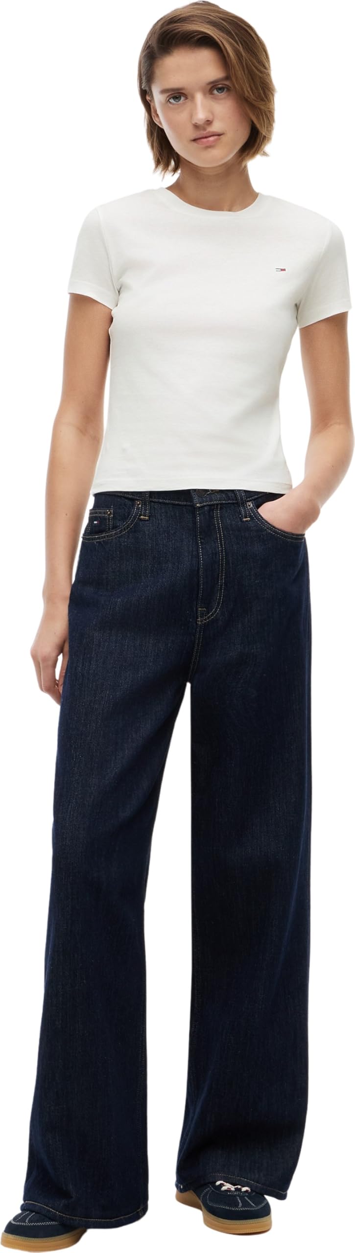 Tommy Jeans Camisetas de Manga Corta Mujer Pack de 2 con Cuello Redondo