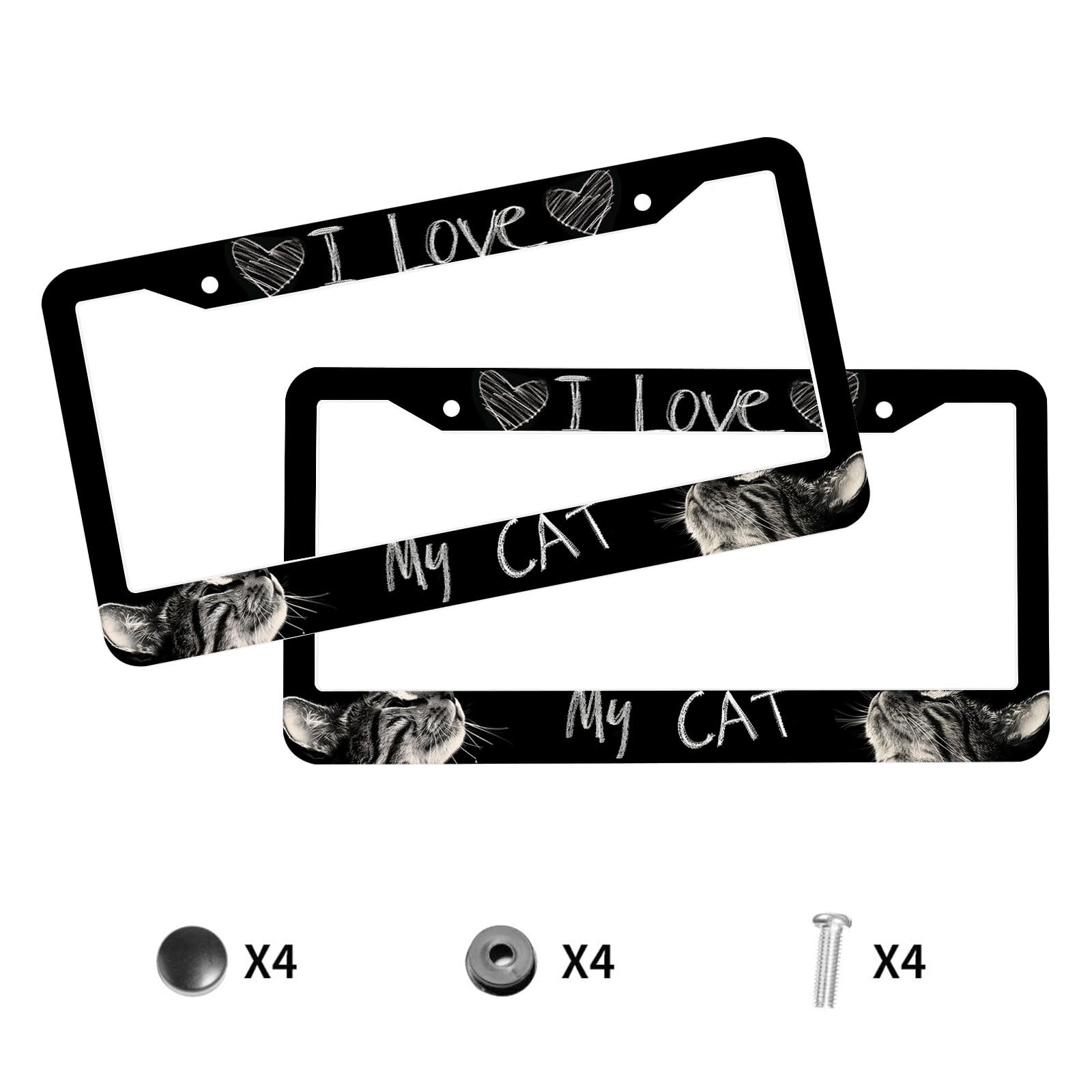 Funny Cat License Plate Frame - "Tell Your Cat I Said Pspspsps" Aluminum Frame 2 Pack With Screws - View #7