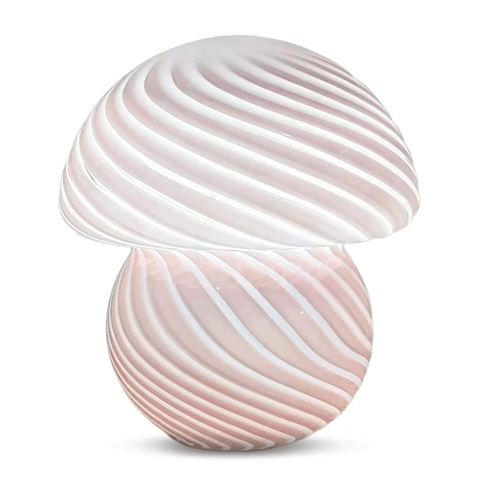 LIOONS Table Lamp Creative Mushroom Lamp Swirl Veins Glass Desk Lamp Striped Bedside Lamp 3 Color Adjustable Led Nightstand Lamp