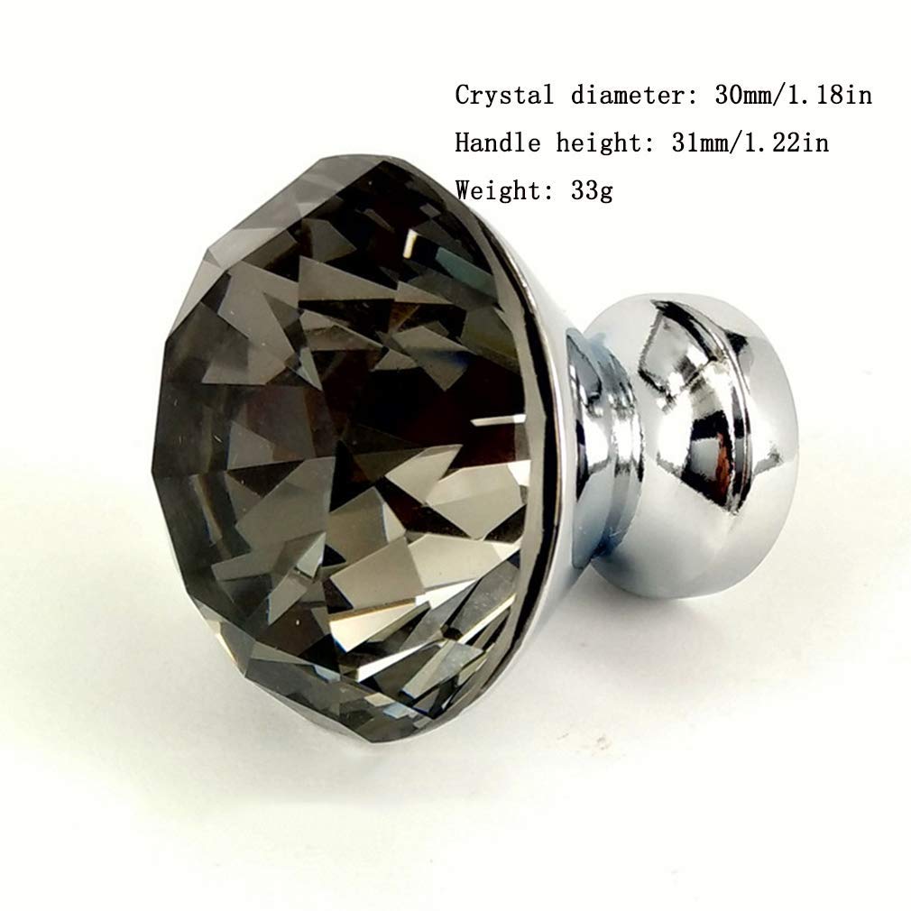 Gałki do szafek 20 szt. Kryształowy uchwyt do holowania Szklany uchwyt z pojedynczym otworem Szuflada Drzwi do szafy Uchwyt meblowy (żółty 25 mm) (czarny 30 mm)