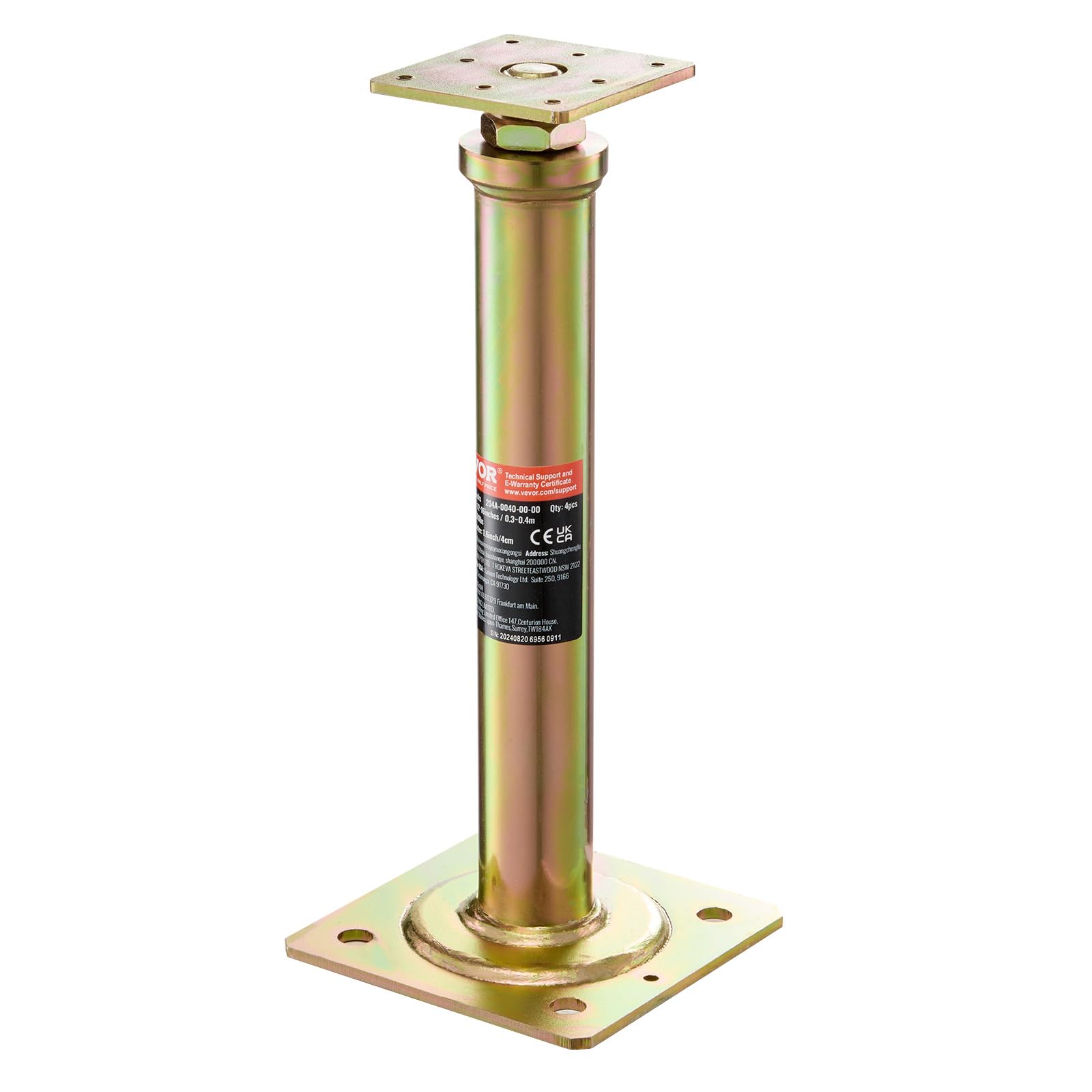 VEVOR Martinetto da Pavimento Altezza 29,46-40,64 cm, 4 Pezzi Regolabile per Livellamento, Portata ca. 1134kg, Sollevamento Telescopico per Riparazioni Garage