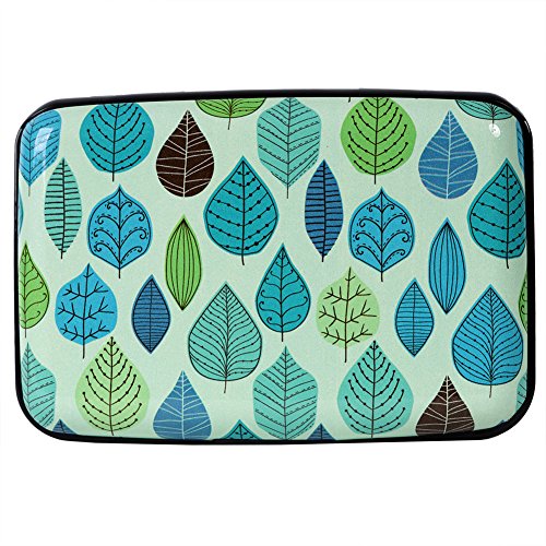 Kaabao Credit Card Holder for Women Men Small RFID Blocking Wallet Business Metal Slim Mini Aluminum Hard Case Gift (Minimal Leaf Pattern)