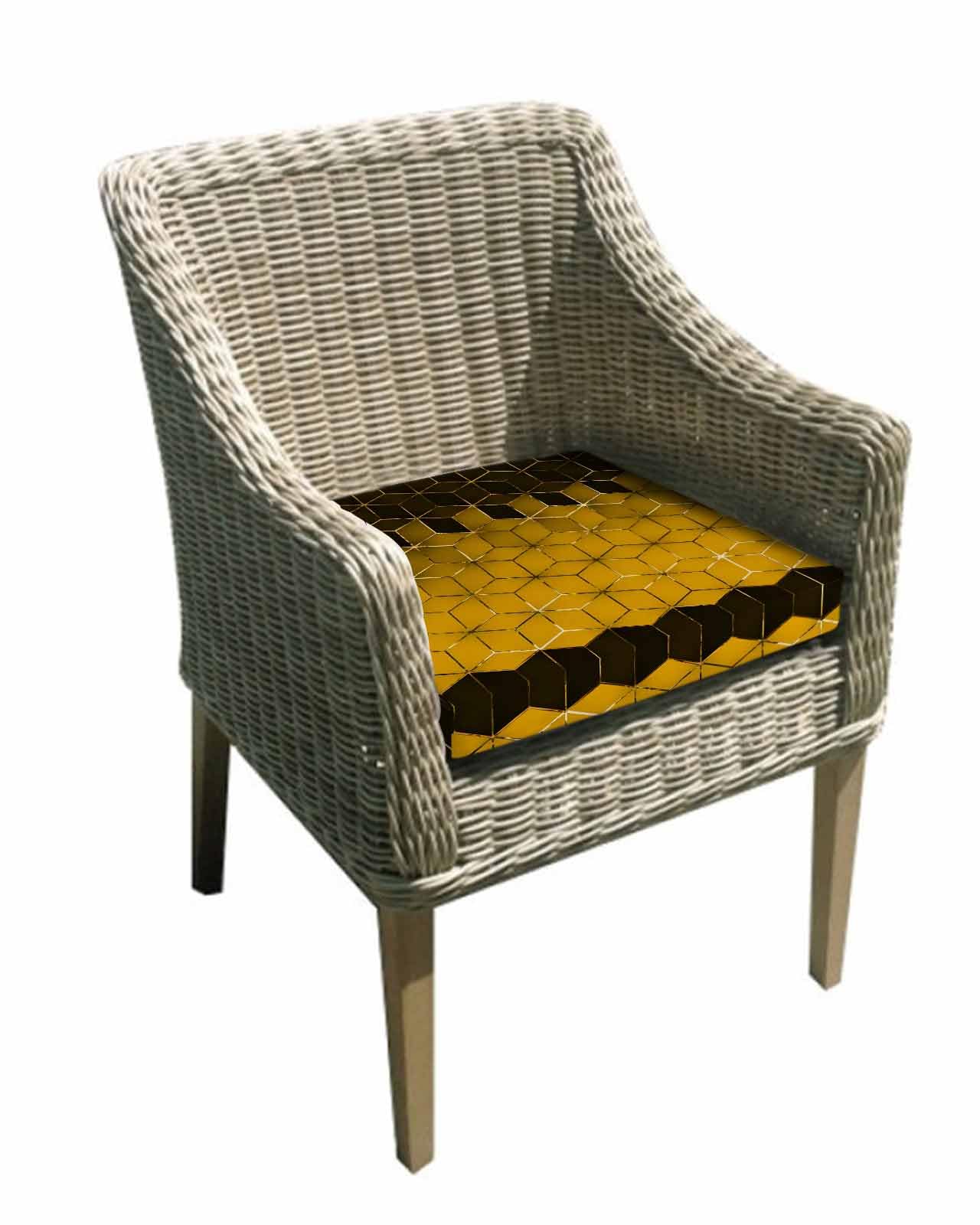 Hokiten Orange Yellow Geometric Outdoor Cushion Chair Cover Set of 2 - Waterproof Couch Seat Covers, Gradient Black Gold Comb Grid Patio Furniture Protector Cushions Slipcovers for Sofa/RV, 22