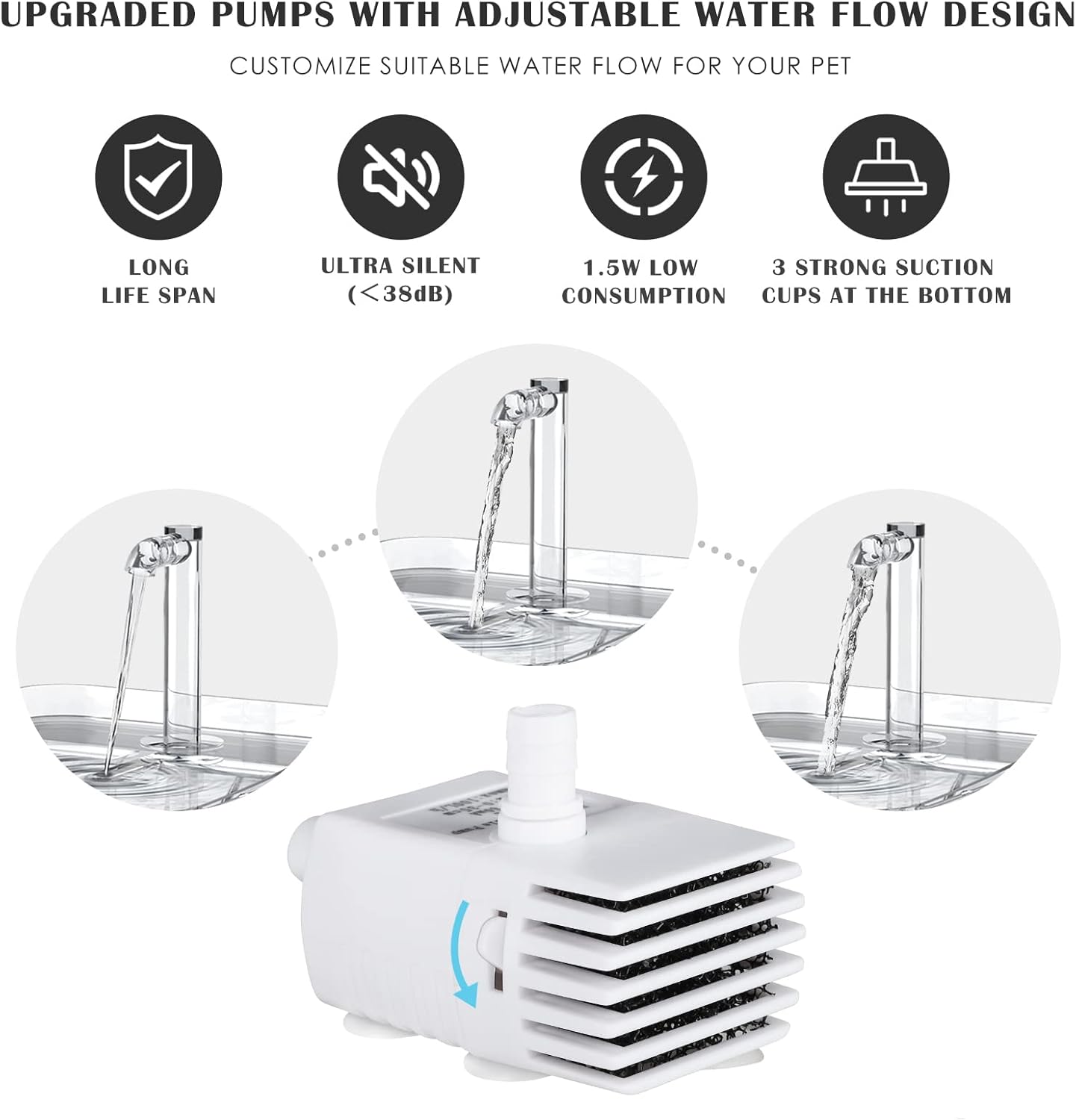 PETNF Cat Water Fountain, 101oz/3L Pet Water Fountain Cat Water Dispenser, Smart Pump with LED Light, Ultra Quiet Automatic Cat Drinking Fountains with 2 Filters & 1 Replacement Pump