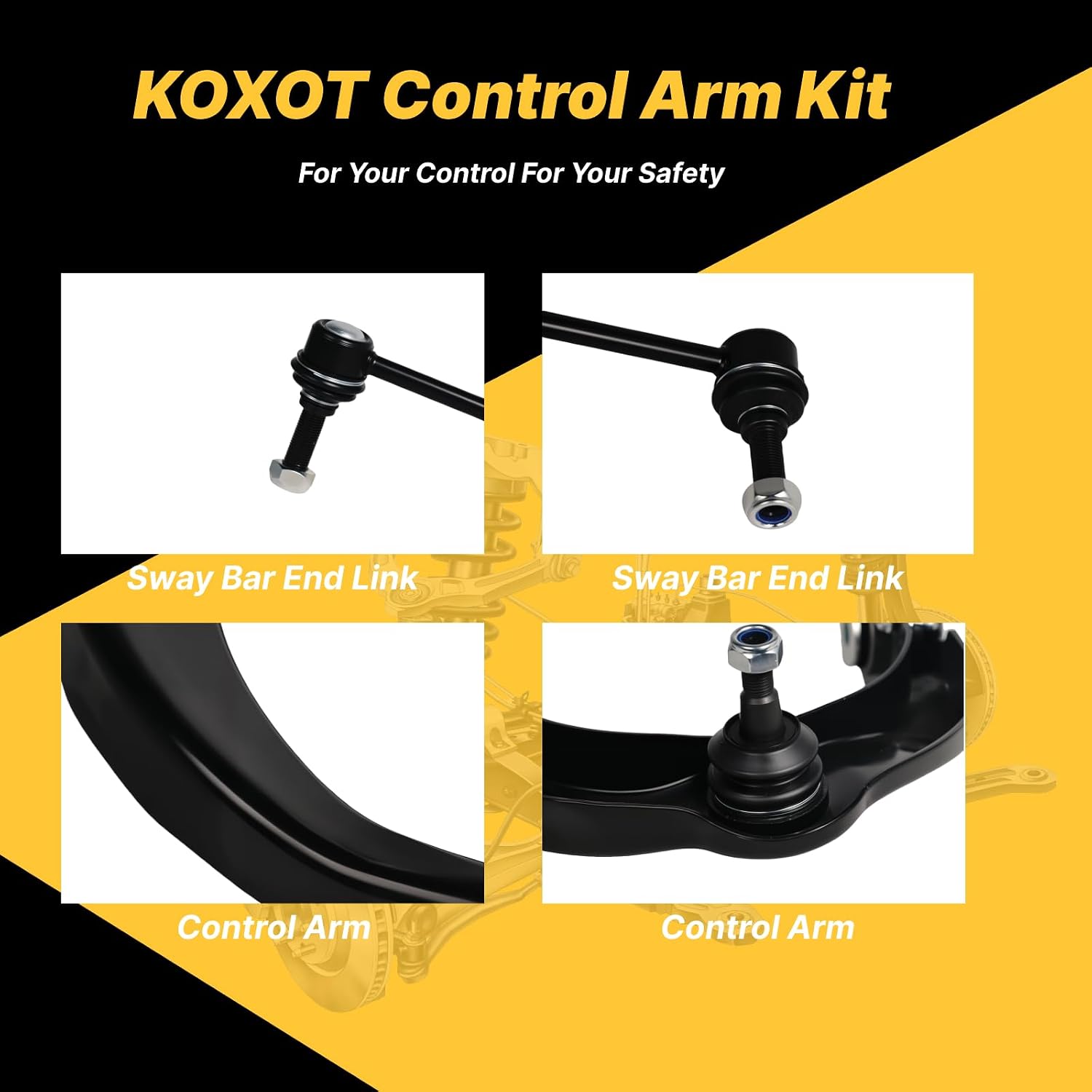4Pcs Front Upper Control Arm Sway Bar End Link Fit for Dodge 2011 2012 2013 2014 2015 Durango, Compatible with Jeep 2011-2015 Grand Cherokee K621607 K621608 K750578 K750579