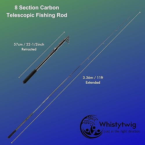 Miniatura 2 de Whistytwig Carbon Fiber Telescopic Fishing Rod - Easy Travel & Storage - Collapsible Telescoping Design - Ideal for Saltwater & Freshwater -