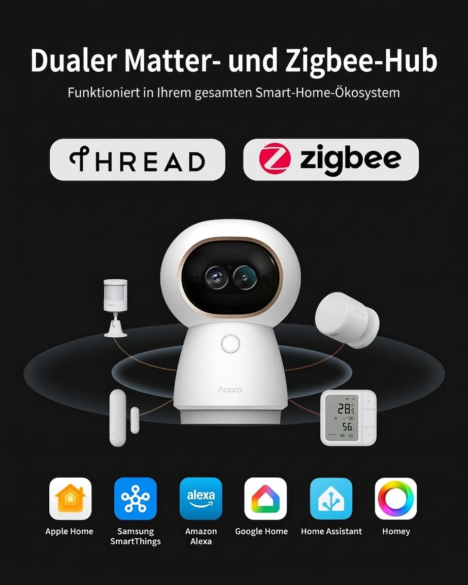 Aqara 4K Überwachungskamera Innen G350, UHD Dual Objektiv Kamera-Hub