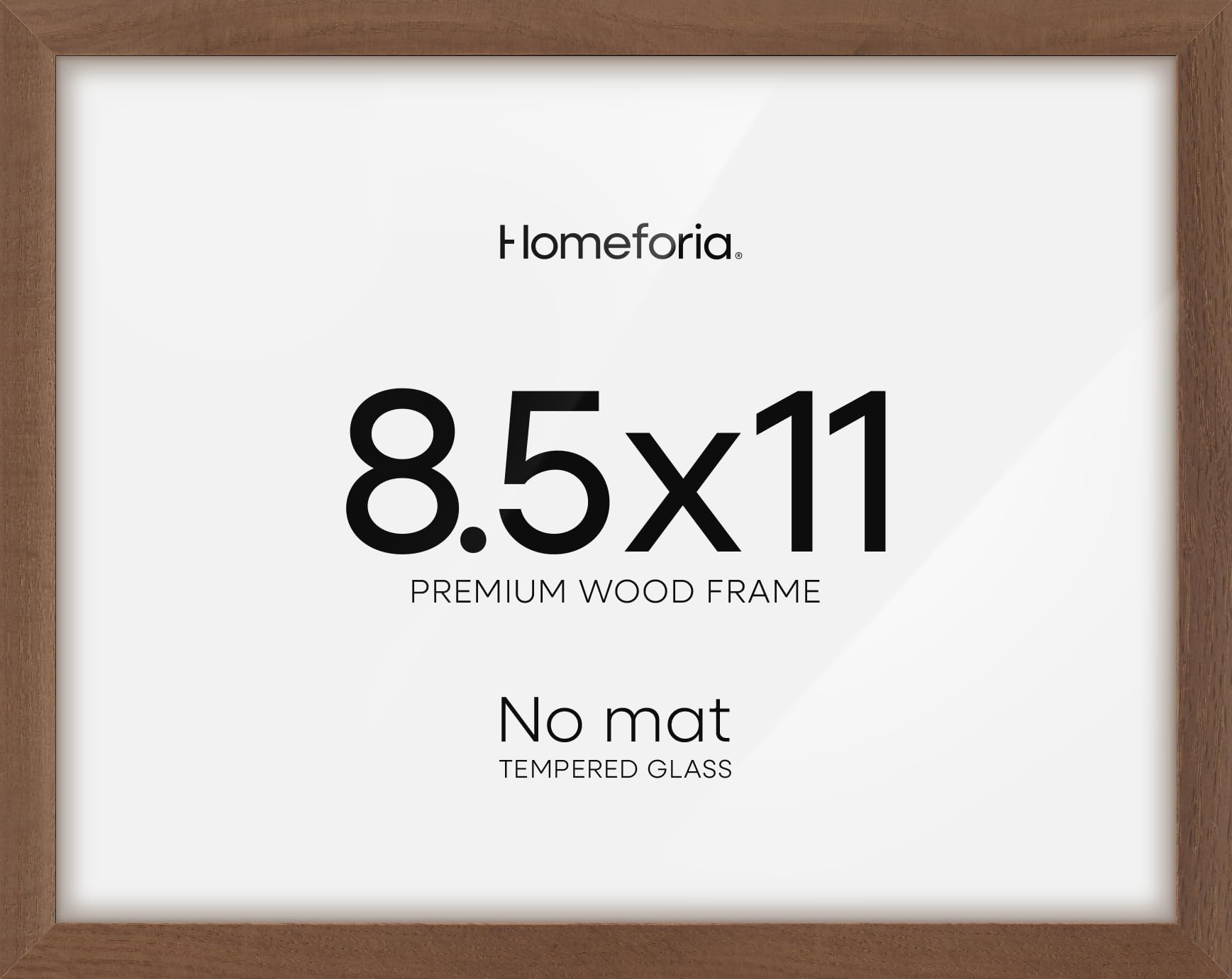 Homeforia Diploma Frame 8.5 x 11 Brown Wood, High End Dark Oak 8.5x11 Certificate Frames, 11x8.5 Document Frames for Wall or Tabletop, 8.5 by 11 Walnut Wooden Frame, Tempered Glass, Wall Kit, Set of 2