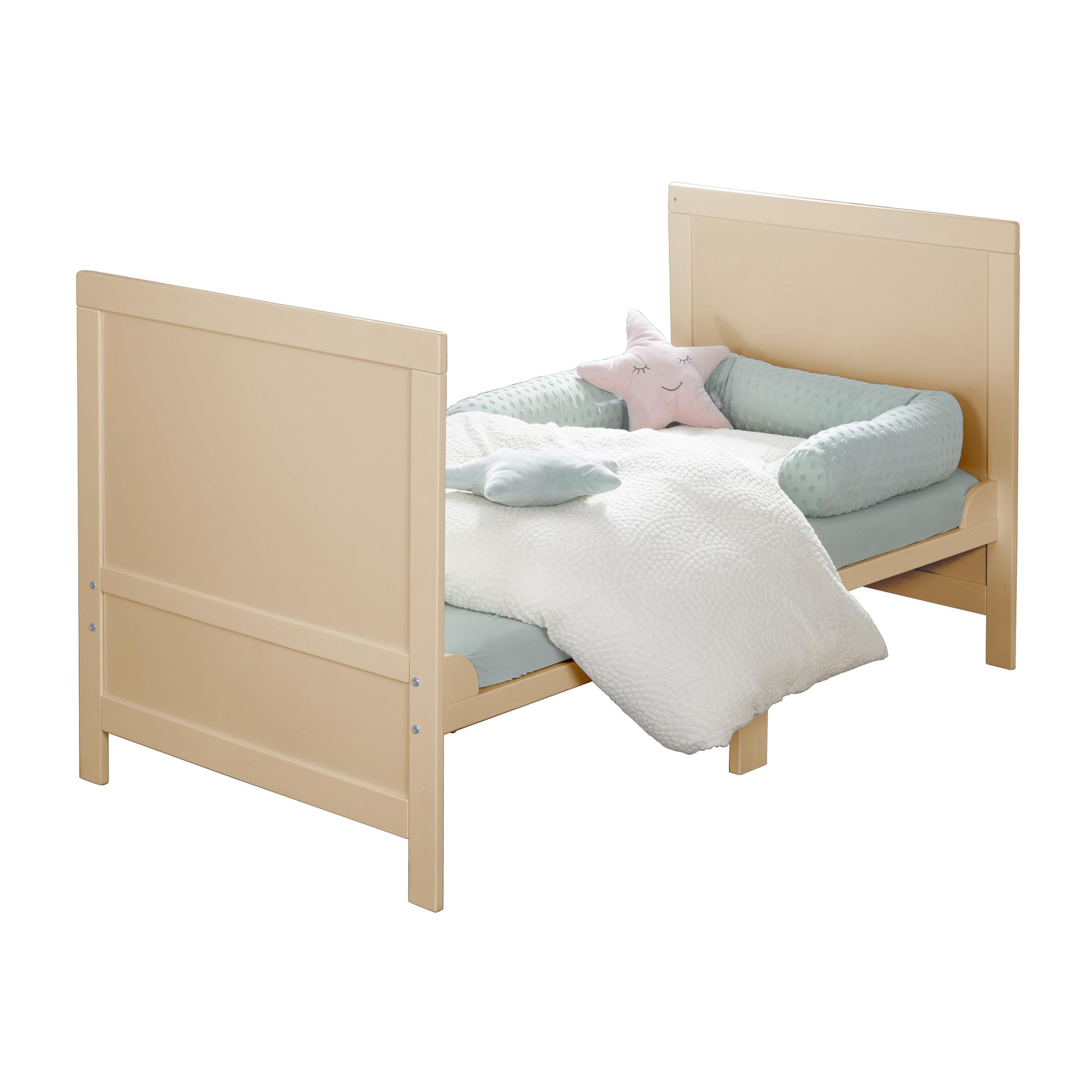 roba łóżeczko dziecięce EASY SLEEP 70 x 140 cm w zestawie z elementami do przebudowy - rosnące łóżeczko ze szczebelkami, 3-stopniowa regulacja wysokości - 3 wyjmowane szczebelki - drewno naturalne