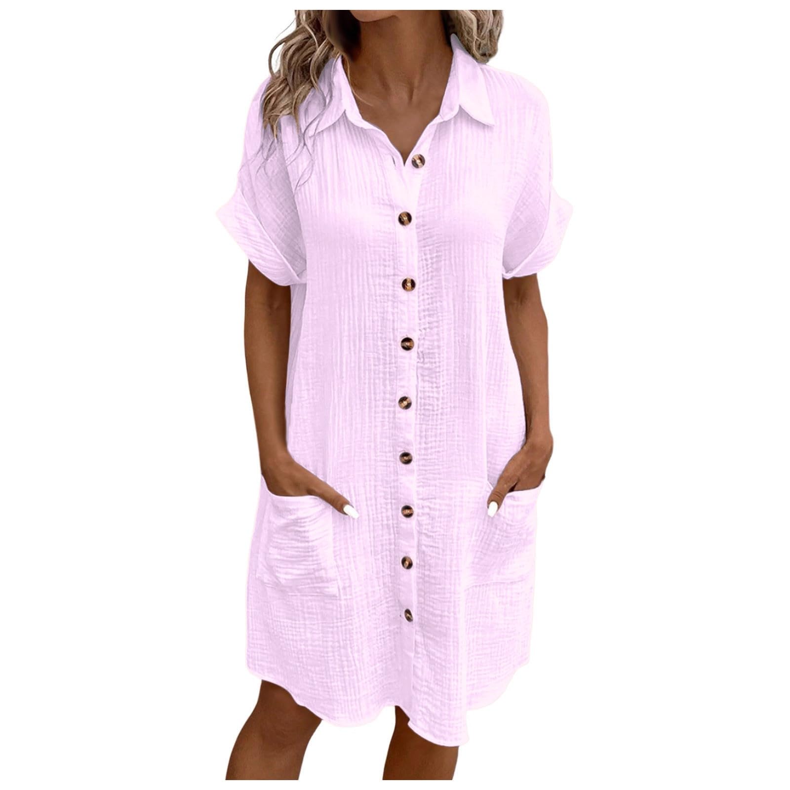 Abiti da donna Casual 2026 di media lunghezza Abito estivo lungo allentato 2026 Trendy Carino Primavera Solido Manica Corta Vacanza Elegante Madre della Sposa Beach Club Data Night Sexy Lavoro