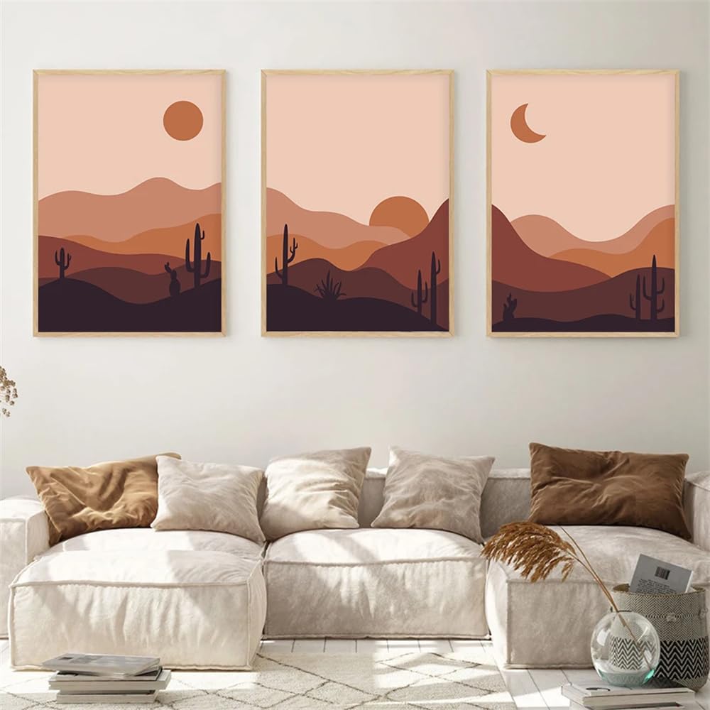 WUHBCZ Wall Posters-Boho Abstract Mountain Posters Wall Art Canvas Painting Modern Pictures Artwork for Living Kitchen Room Interior Home Decoration-40 * 60cm/3PCS (No Frame)
