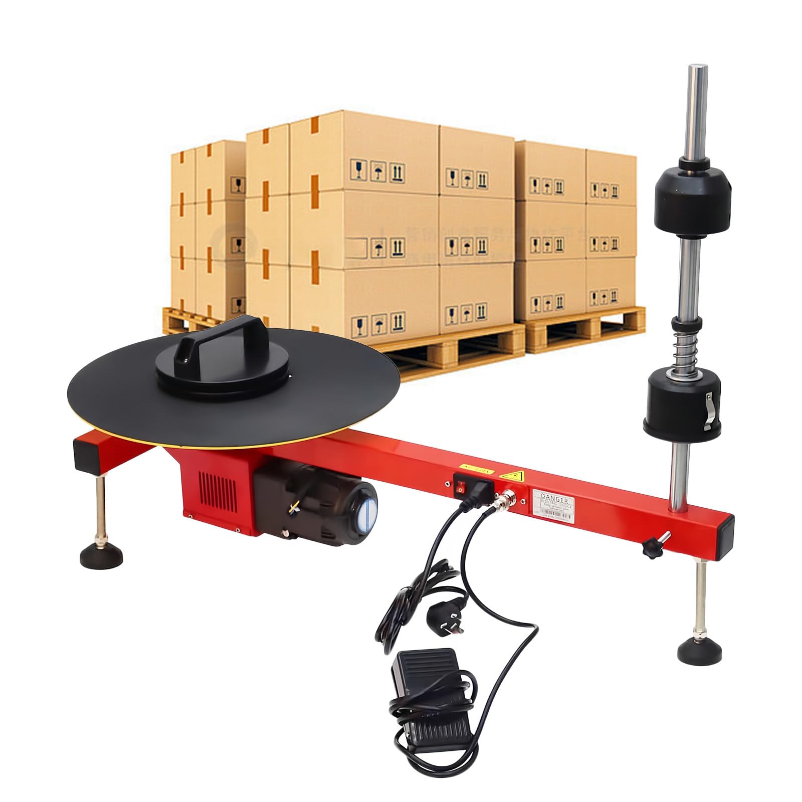 Machine d'emballage de Film étirable électrique,Diamètre de La Table Tournante 40cm,Machine d'emballage de Film électrique à Arbre Unique pour L'emballage de Palettes,pour Film de 20-70cm