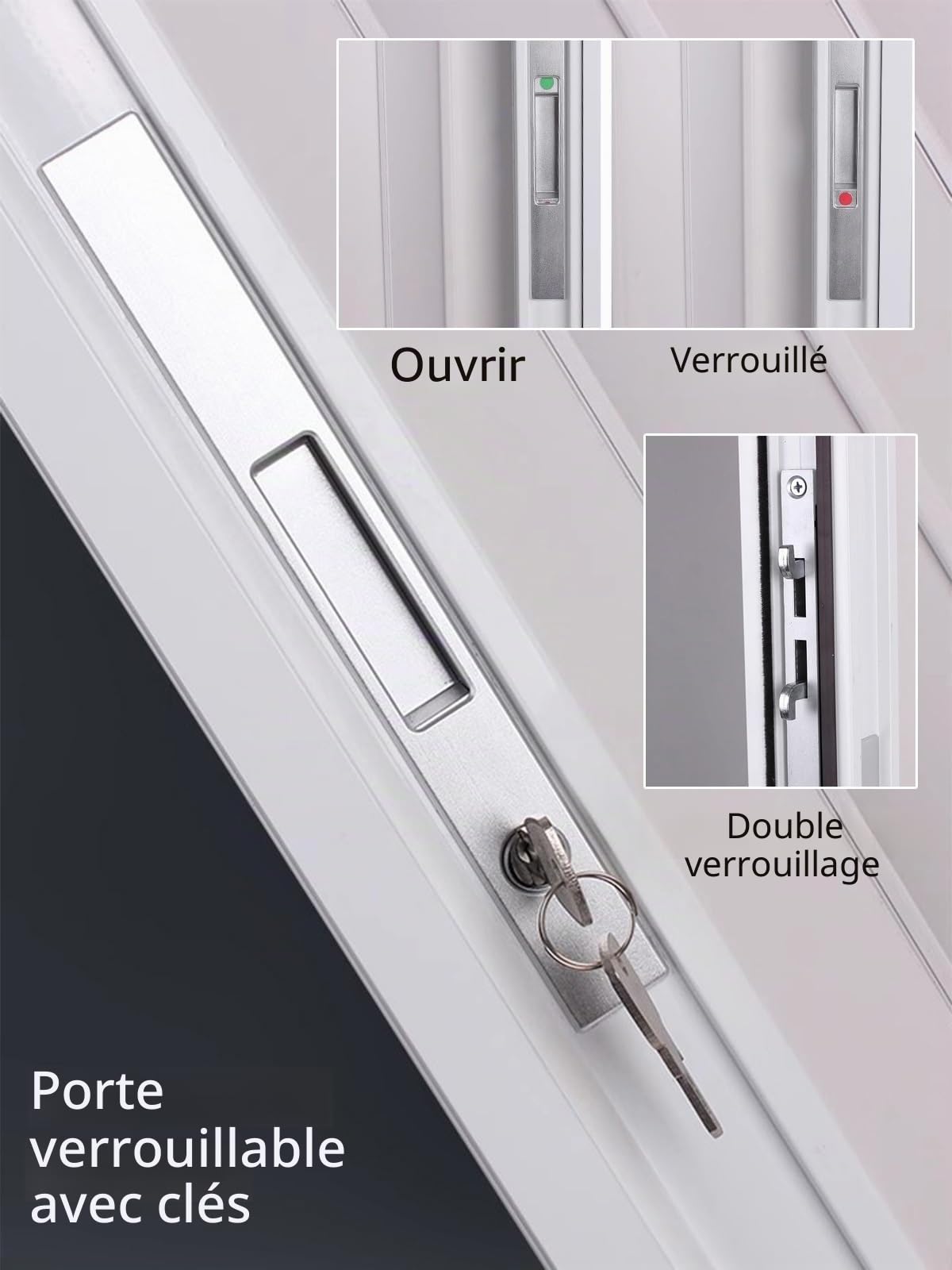 Porte coulissante pliante en accordéon - Cadre blanc - Panneau gris - Idéal pour porte et salon - Disponible en différentes tailles - Facile à installer et élégante
